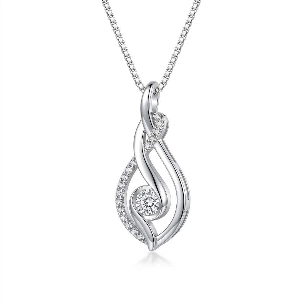 Sparkling Infinity Twist Pendant Necklace